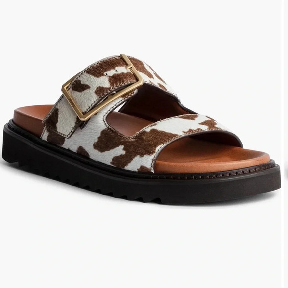 NIB Zadig & Voltaire 🐄 Alpha Cecilia Genuine Calf Hair Slide Sandal Size 40 US 9 - Picture 1 of 11